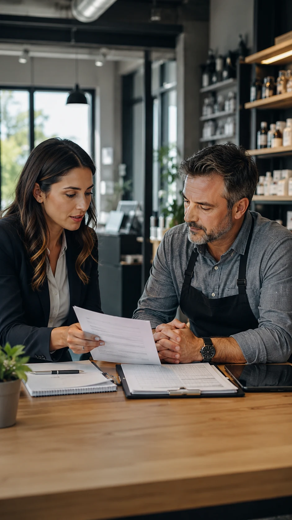 Paralegal reviewing a provincial offence document with a business owner in Ontario