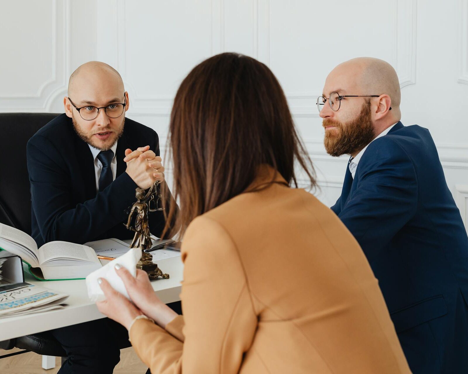 Paralegal consulting with clients